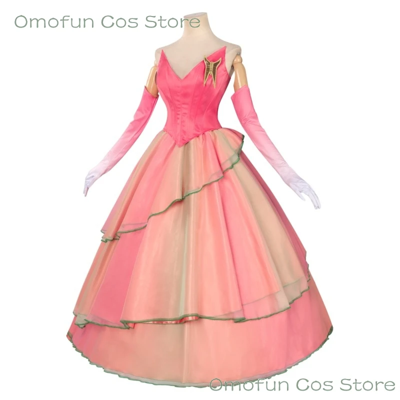 الشريرة 2 Glinda تأثيري الوردي فستان الأميرة فستان طويل يتوهم زي المرأة الساحرة هالوين النساء ملابس الحفلات شعر مستعار فيلم 2025 جديد