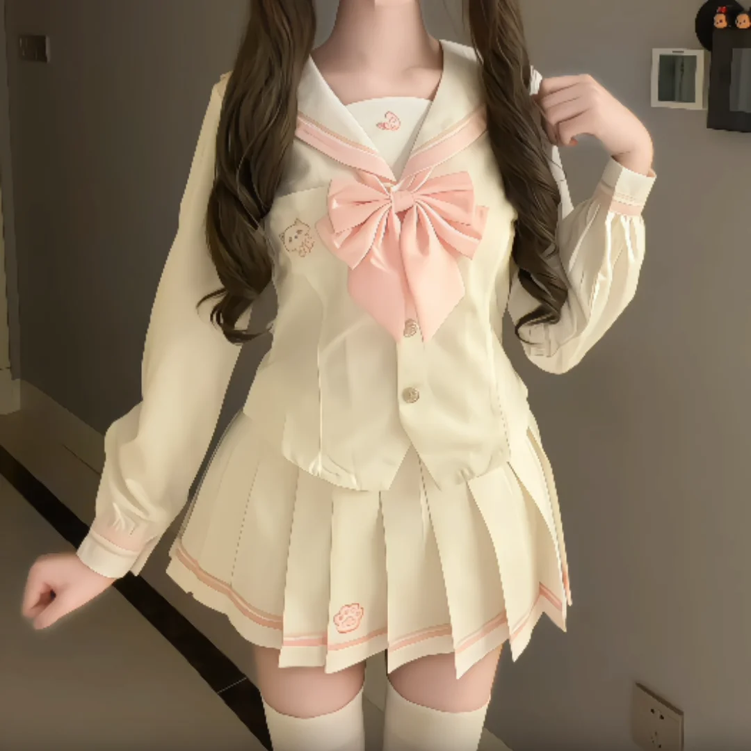 Japanese Orthodox JK Uniform School Uniform Basic Pink Blue College Style School Supply Middle Sailor Suit Autumn Summer Seifuku