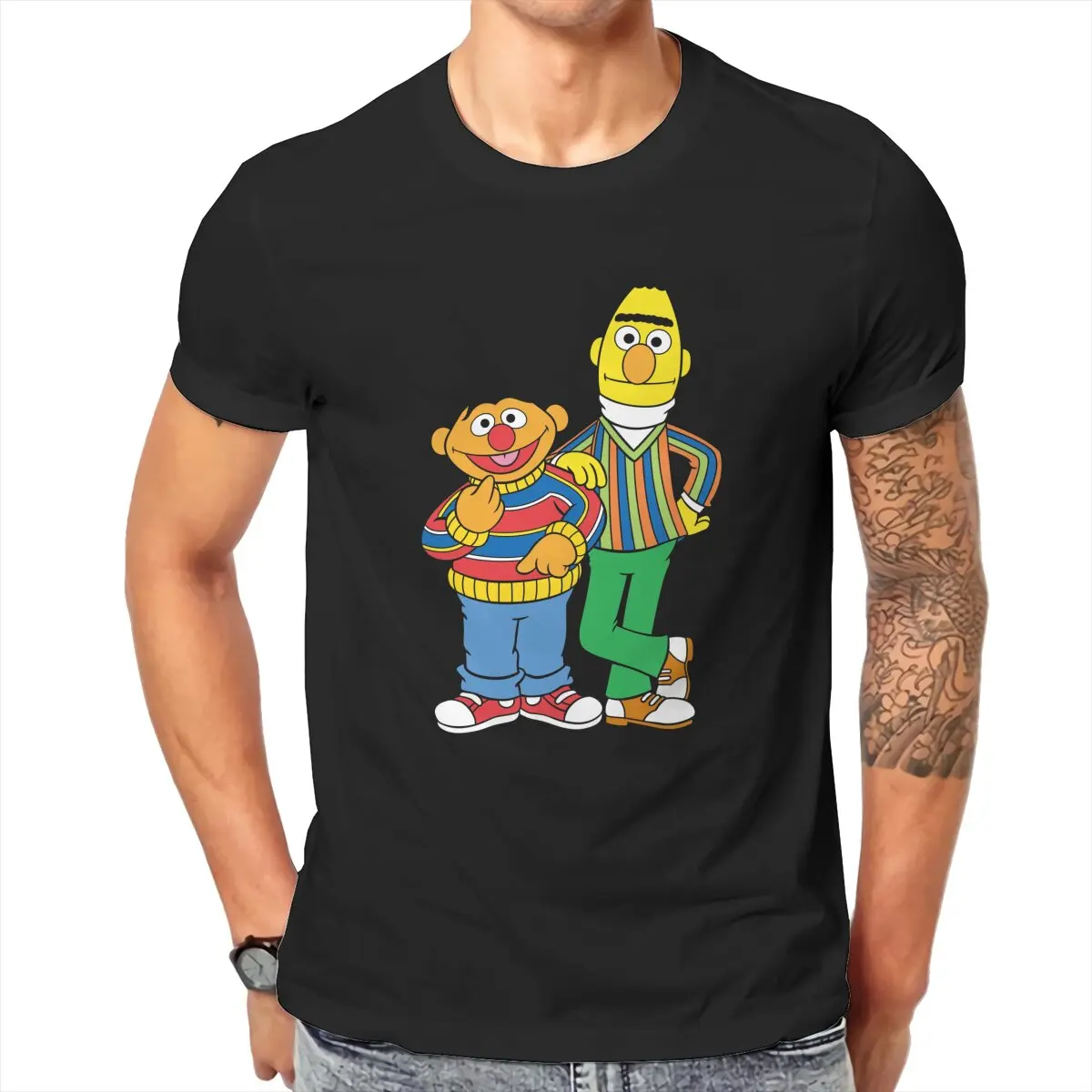 Men Sesame Streets T-Shirt Fashion Style Bert Ernie Hipster Ofertas O Neck Graphic Tshirt