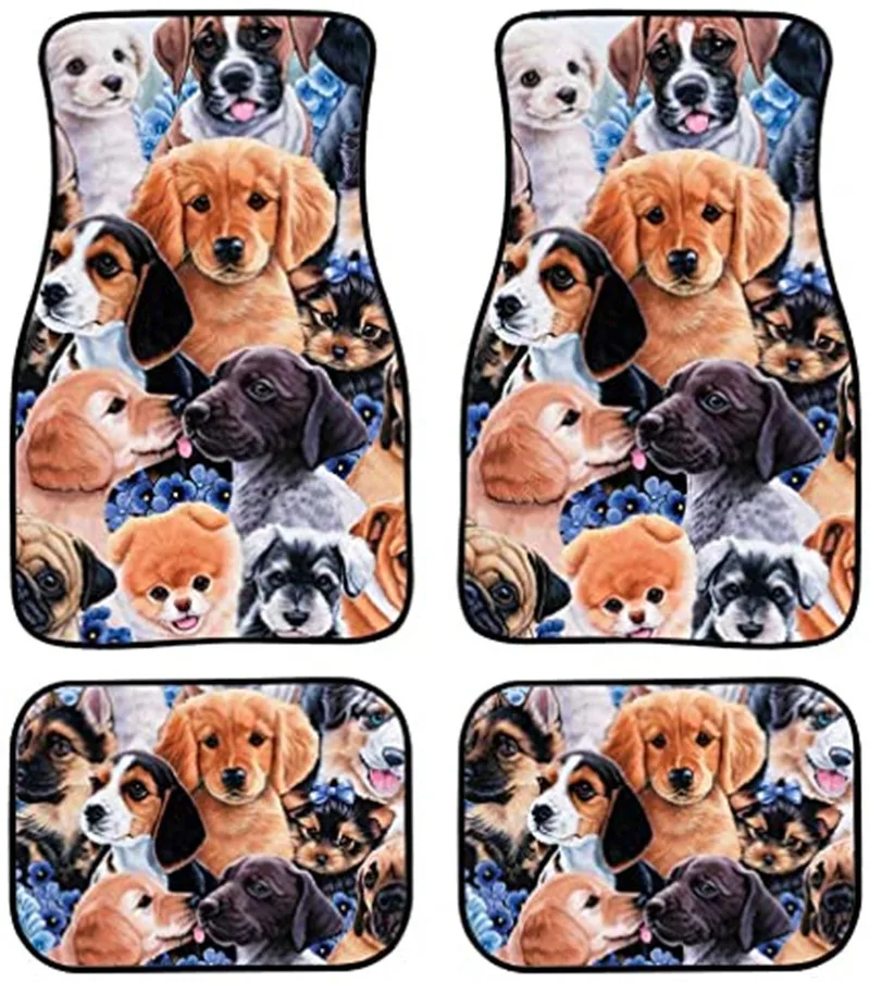 Multi-breed dog printing European and American waterproof rubber material car mat 4PCS diving material