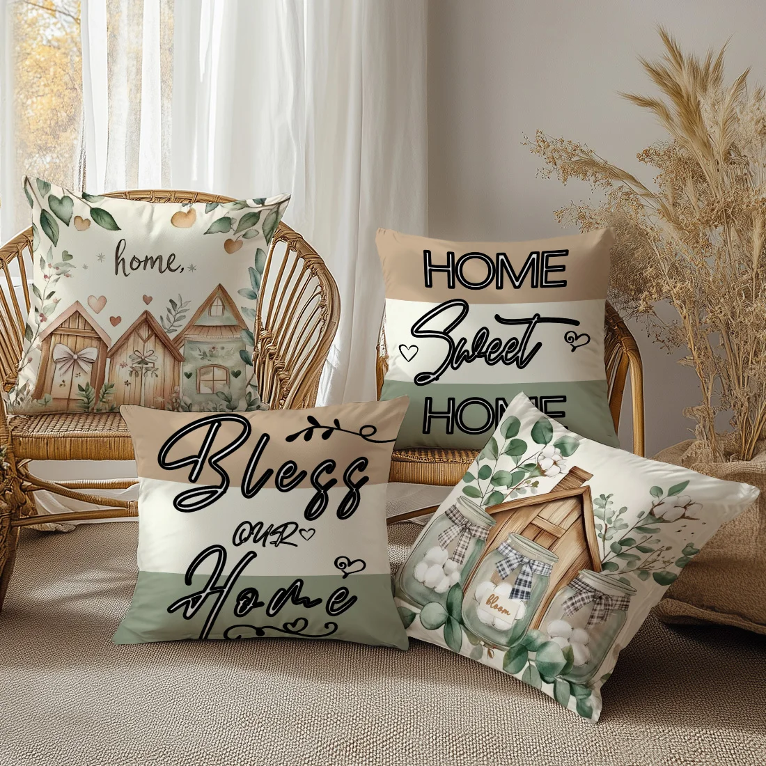 

Украшение дома наволочка для дома милый цветочный благословение узор печать наволочка гостиная диван наволочка декор спальни