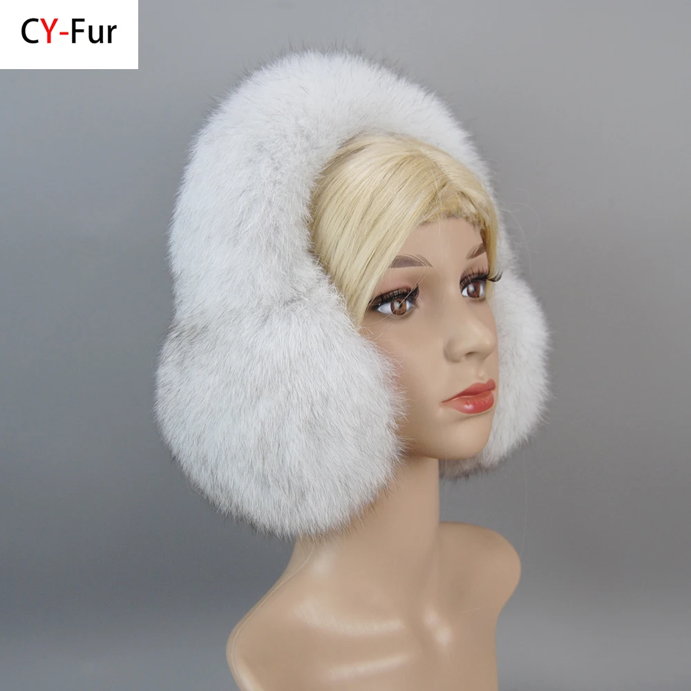 Real Fox Fur Earmuffs For Winter Women Warm Natural Raccoon Fur Earmuffs Girls Ear Warmer Genuine Fur Scarves Plush Ear Muff