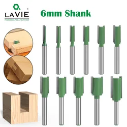 LAVIE 1 adet 6mm Shank düz Bit Tungsten karbür tek çift flüt yönlendirici Bit ahşap için ahşap freze kesici aracı MC06020