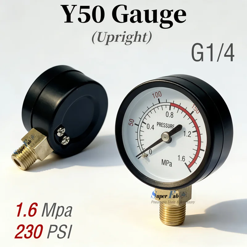 Pressure Gauge Y50 0-1.6Mpa 0-230PSI Pool Filter Water PressureGauge Meter For Air Compressor Air Pump Parts PressureGauge