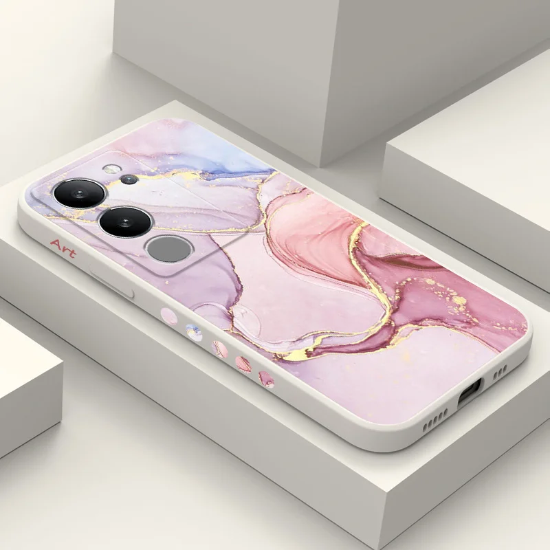 

Gold Marble Case For VIVO V29 V29E V27 V27E V25 V25E V23 V23E V21 V20 4G 5G Silicone Cover
