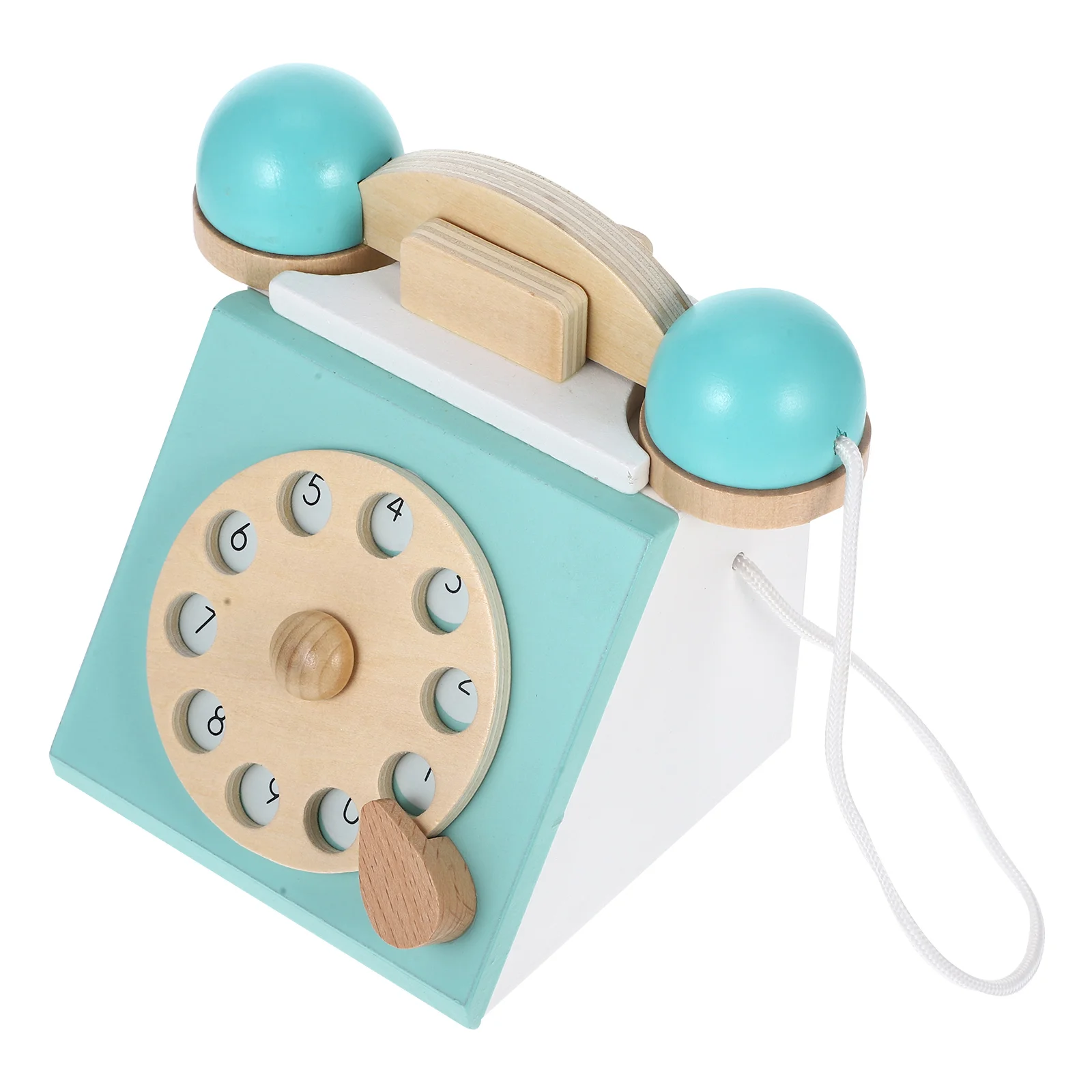 

Telephone Model Small Wood Toy Early Educational Photo Props Wooden Plaything Interaction Kid's Simulation Training