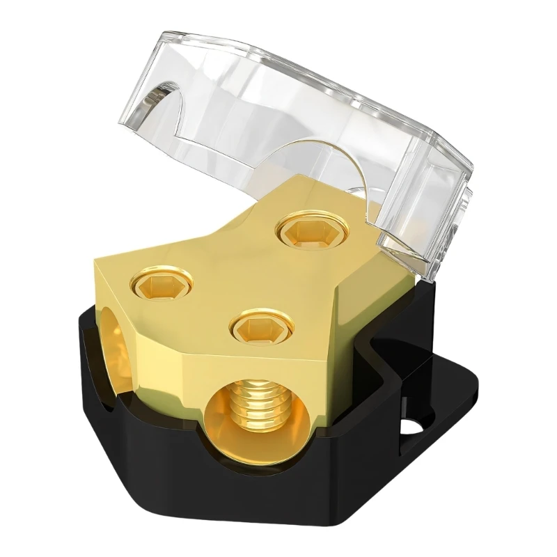 2 Way Power Distribution Block 0/2/4 AWG Gauge in 4/8/10 Gauge Out Car Stereo Amp Distribution Connecting Block