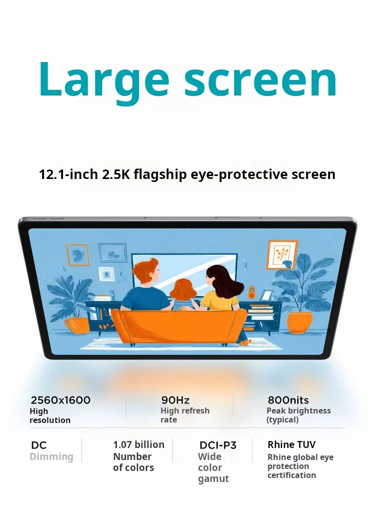 Lenovo Xiaoxin Pad 12.1 Tablet 2.5K Display 10200mAh Large Battery 4 Speakers For Study Entertainment