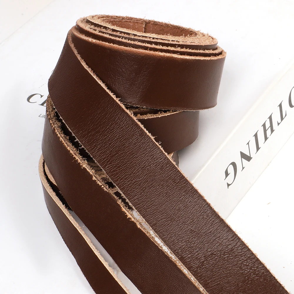 1 Roll 2 Meters DIY Genuine Leather Strips for Bag Accessories Belt Handle Crafts Making Cow Leather Strap Braided Threads