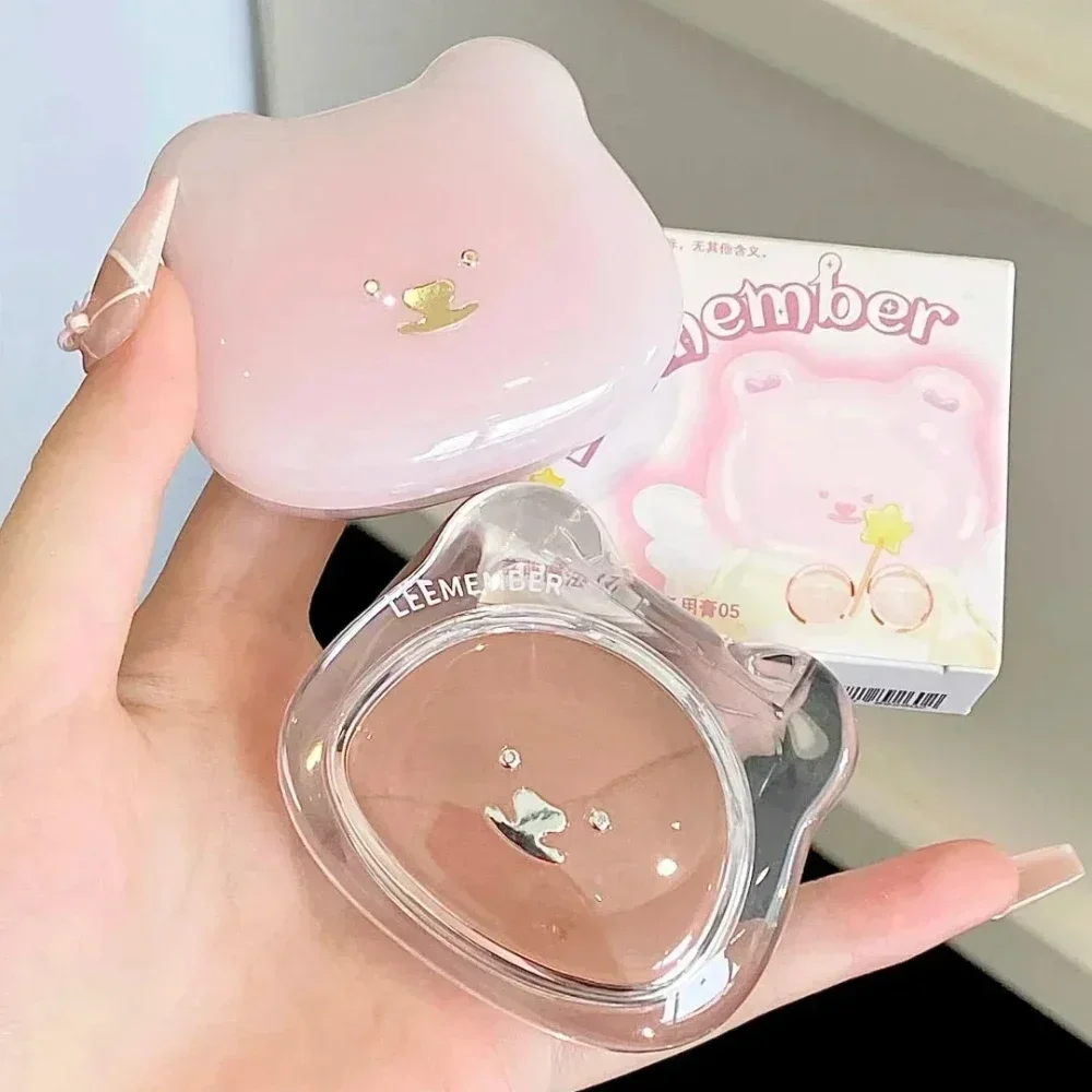 LEEMEMBER Bear Water Light Shimmer Blush Cream Multiuse Natural Rose Pink Blush Clear Transparent Brighten Contour Highlighter