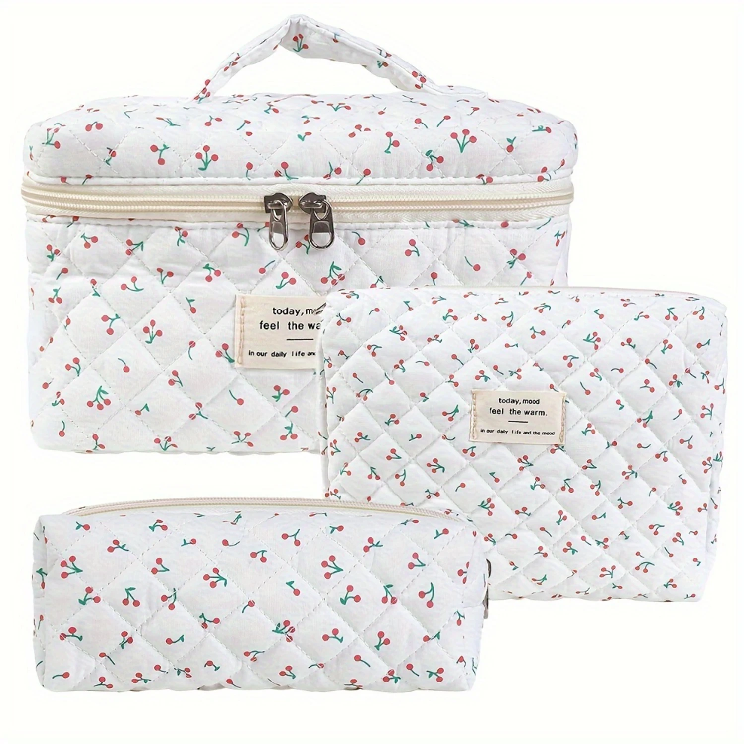 Cotton Cosmetic Bags Set for Women and Girls, Large Capacity Travel Makeup Organizer, Unisex-adult Toiletry Pouches, Perfect Gif