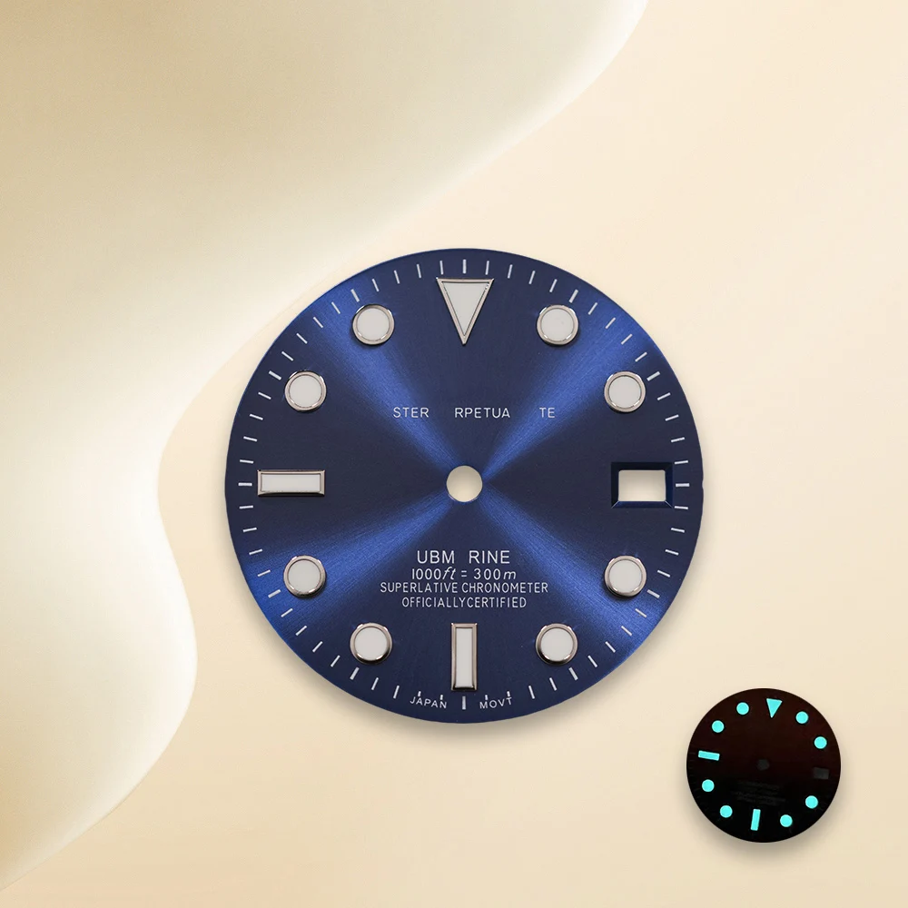 Cadran à rayons solaires avec Logo S, 28.5mm, NH35, adapté au mouvement NH35/NH36/4R/7S C3, outil de Modification de montre lumineux vert