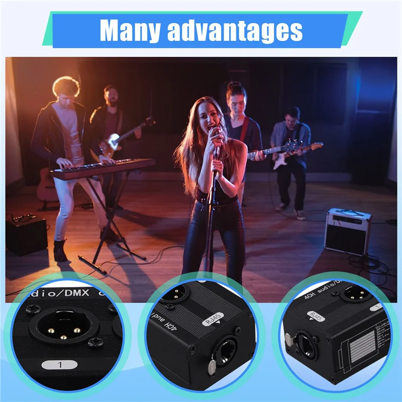 APPLIA-2 Coppia Ricetrasmettitore extender XLR extender Ethernet RJ45 audio XLR/DMX a 4 canali per palco live, studio di registrazione audio