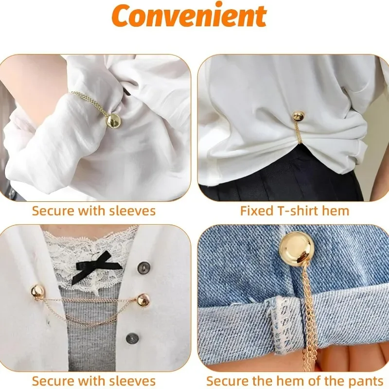 Pants Hem Fixed Magnetic Clip Trousers Clothing Clip with Chain Cuff Magnet Pin Buckle Strong Magnetism Garment Button Clamp