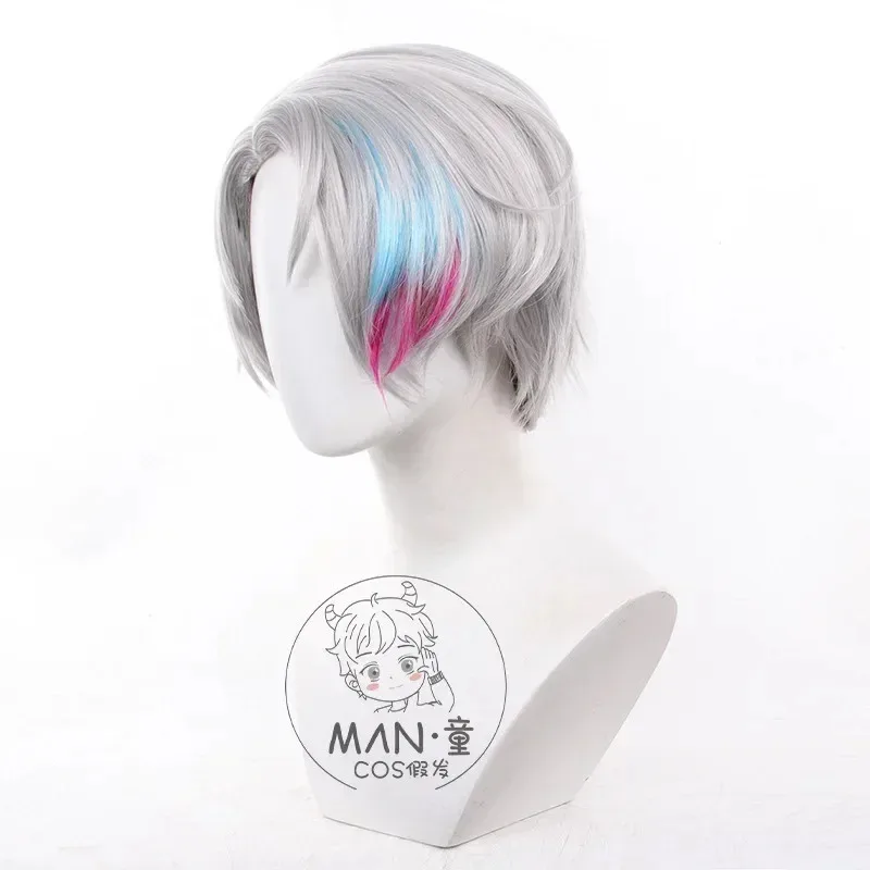 لعبة الهوية الخامس المحنط ايسوب كارل شعر مستعار تأثيري رمادي الاصطناعية الشعر مقاومة للحرارة هالوين كرنفال دور اللعب غطاء شعر مستعار للحفلات