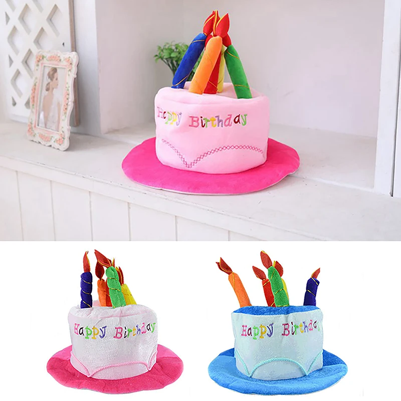 Happy Birthday Cake Hat With Candle Headband Party Photo Props Adults Kids Headwear Cosplay Funny Birthday Gifts Hair Decoration