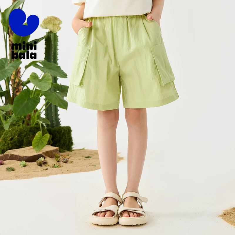 

Mini Bala Girls Summer Outdoor Trendy Loose A-Line Bubble Shorts Cool Touch Breathable Kids Pants