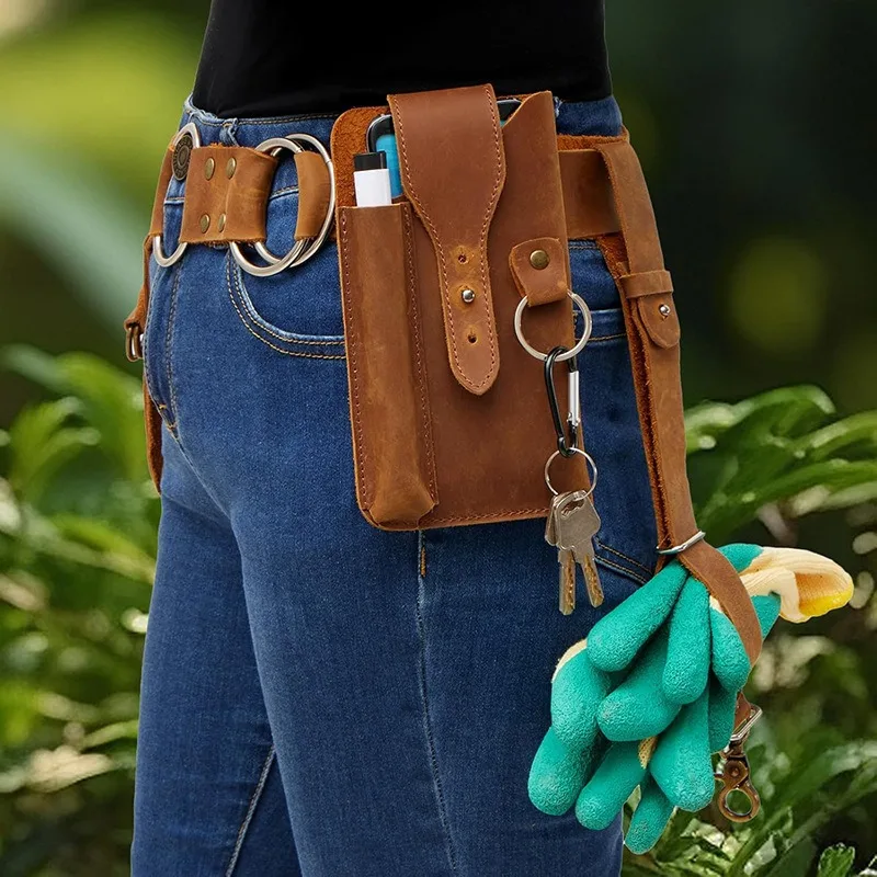 PU Waist Bag Punk Style Rivet Belt Versatile Size Bag Set Running Outdoor Bag Tool Apron Running Hardware Tool Storage Waist Bag