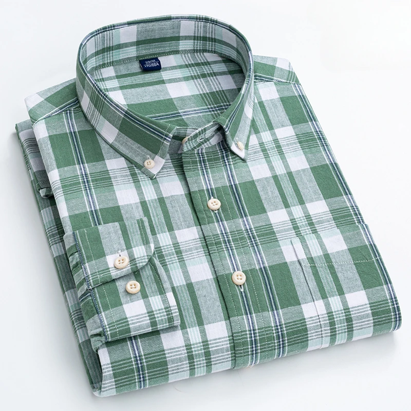 New in shirt Linen cotton Long-sleeve shirts for men slim fit Casual plain shirt designer white Fashion korean plaid clothes