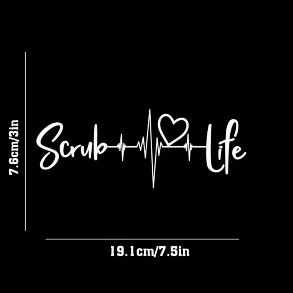 Scrub Life Nurse Tech Heartbeat Car Stickers For Laptop Water Bottle Phone Car Truck SUV Motorcycle Vehicle Window Wall Cup Bump