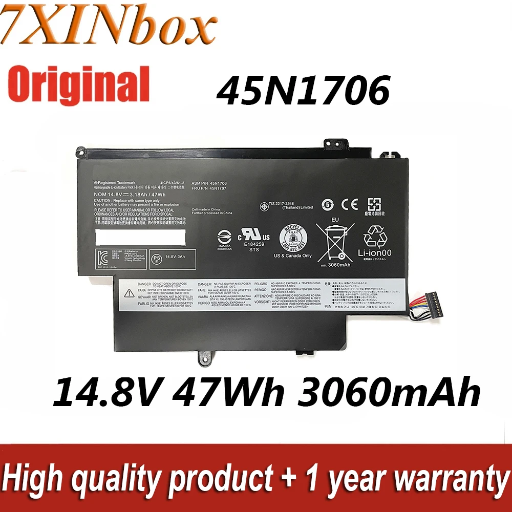 

New 45N1706 45N1707 Laptop Battery 14.8V 47Wh For Lenovo Thinkpad 12.5" S1 Yoga S1-S240 S1-120 20CD00AJGE 20CDS00800 Series