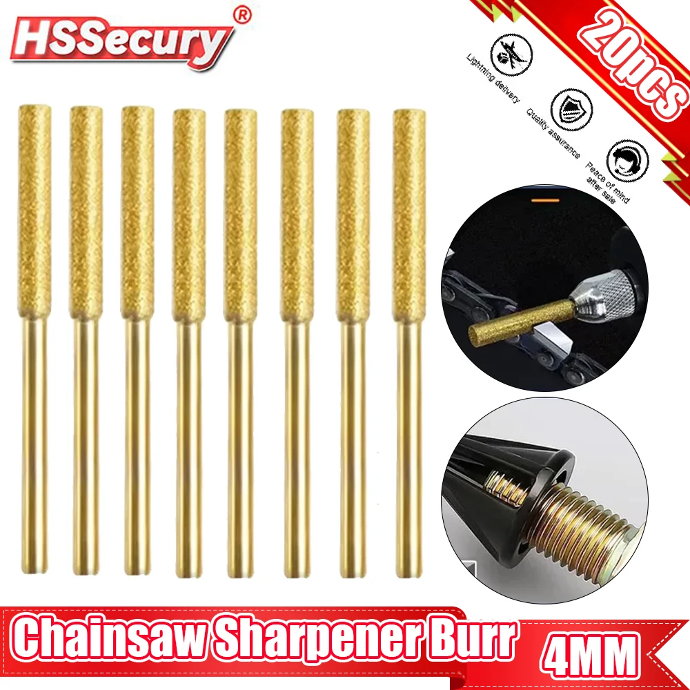 

20pcs Diamond Coated Cylindrical Burr 4mm Chainsaw Sharpener Stone File Chain Saw Sharpening Carving Grinding Tools