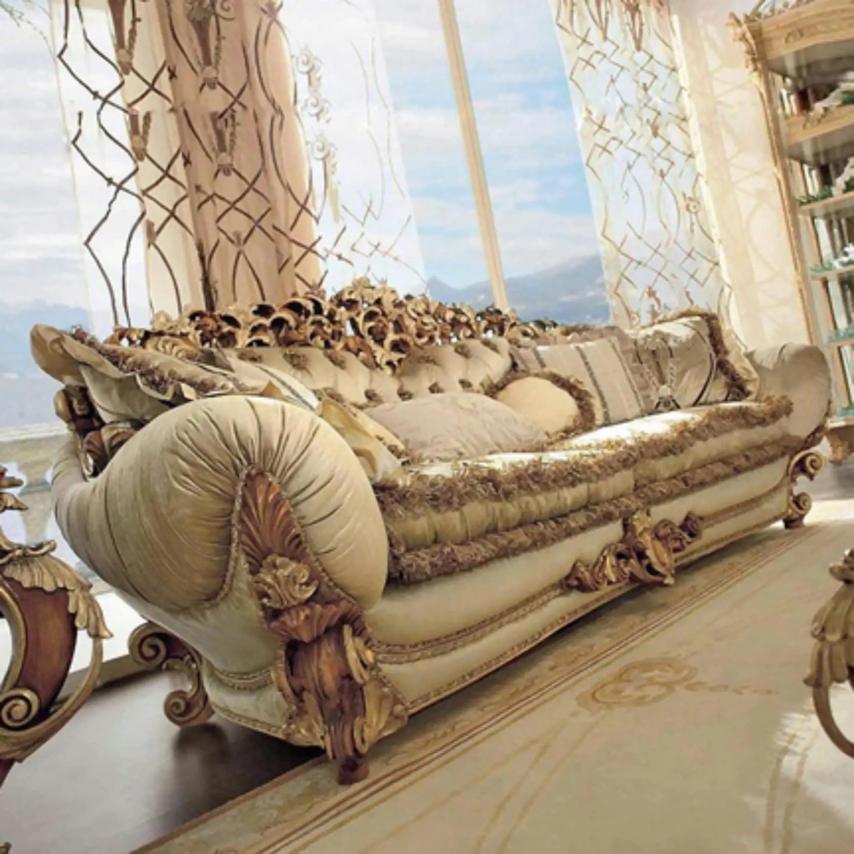 French Neoclassical European-style Mansion, Ltalian Imported Furniture, Postmodern Solid Wood Carving, Luxury Multi-seat Sofa