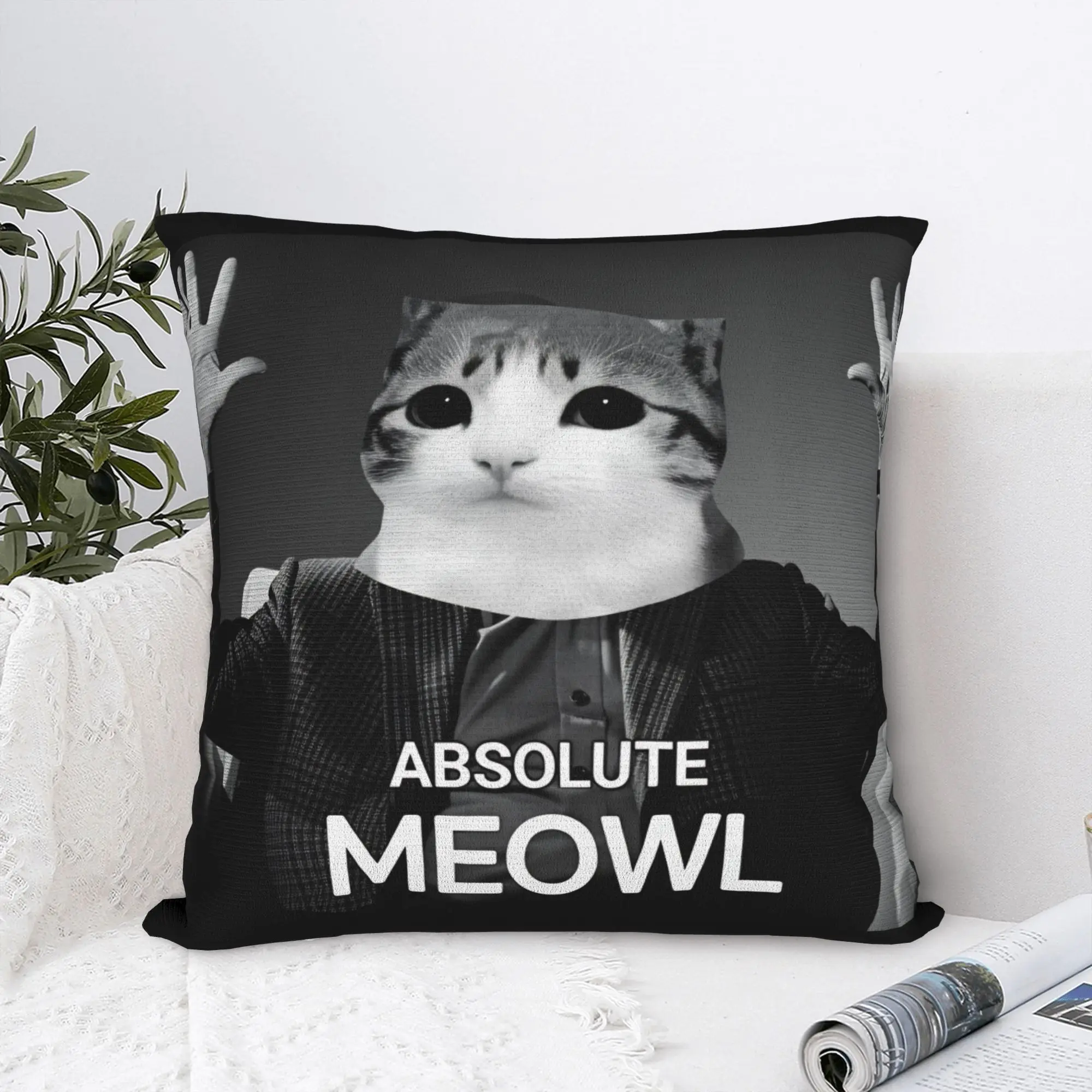 Absolute Meowl Meme Cat Pillow Cover  Comfy Cushion Cover Vintage Pillow Case For Living Room Bed Chair