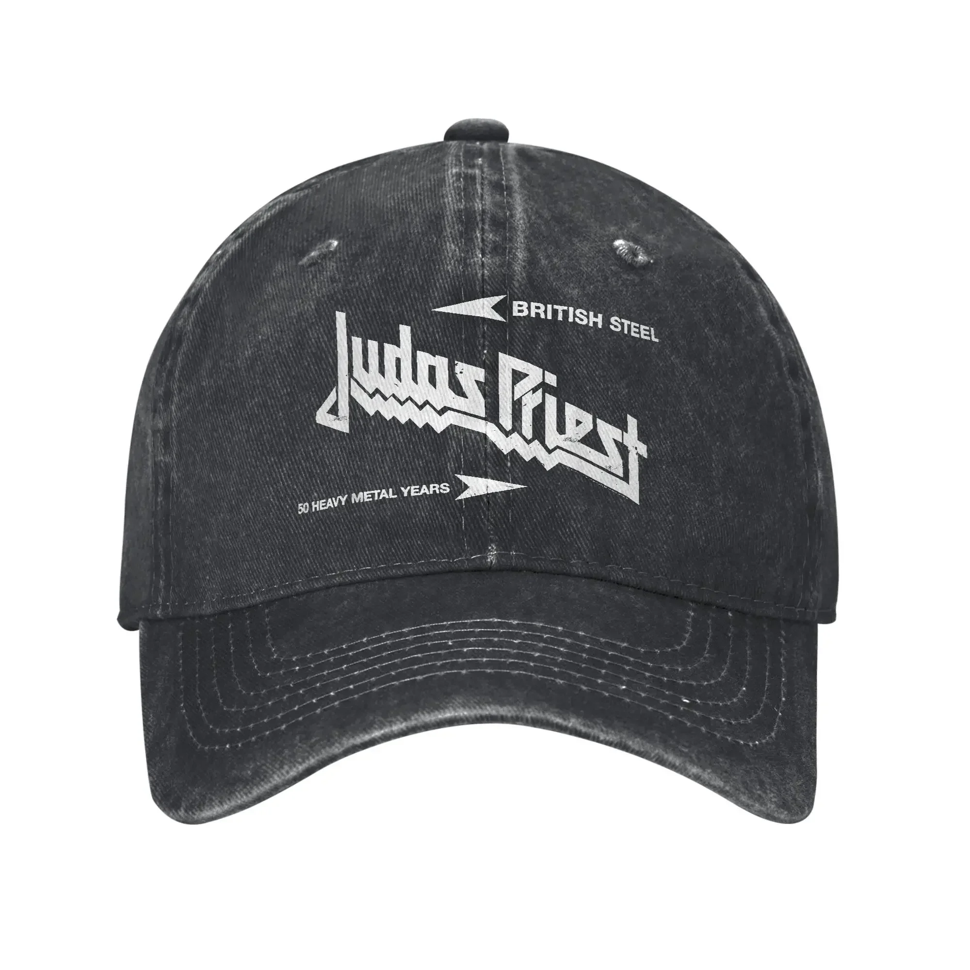 2026 Judas Priest British Steel Asphalt Baseball Cap Vintage Distressed Denim Band Music Snapback Men Women Outdoor Adjustable H