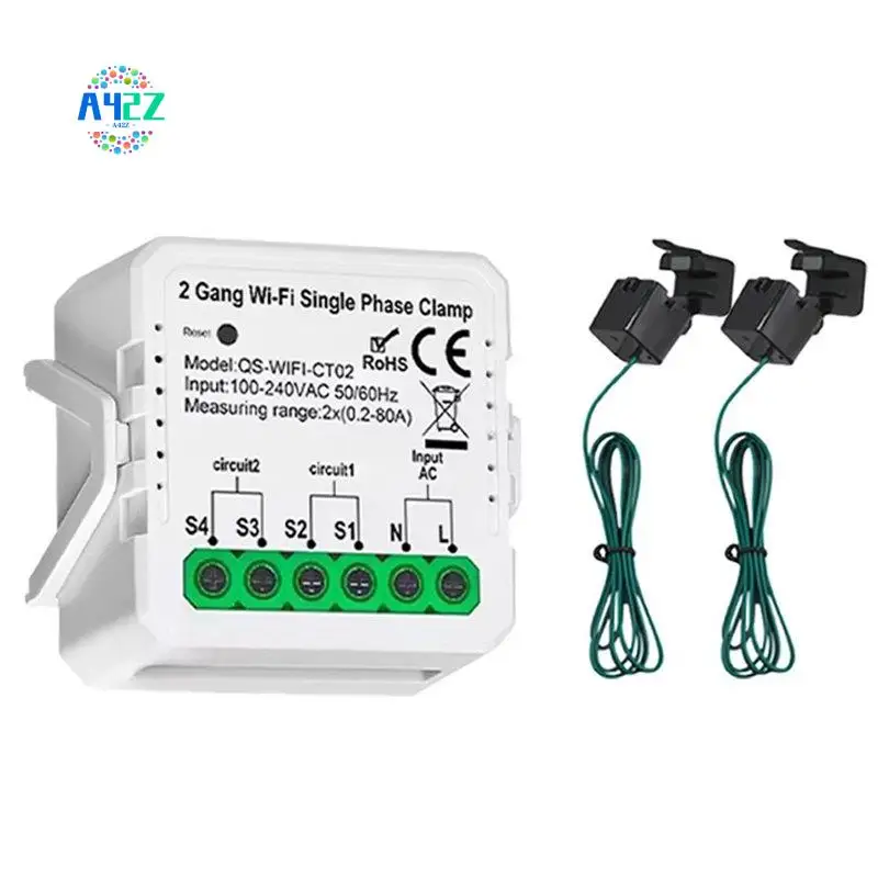 

A42Z-Tuya Wifi Smart Energy Meter 80A Current Sensor Solar PV System Power Production Consumption Bidirectional Monitor