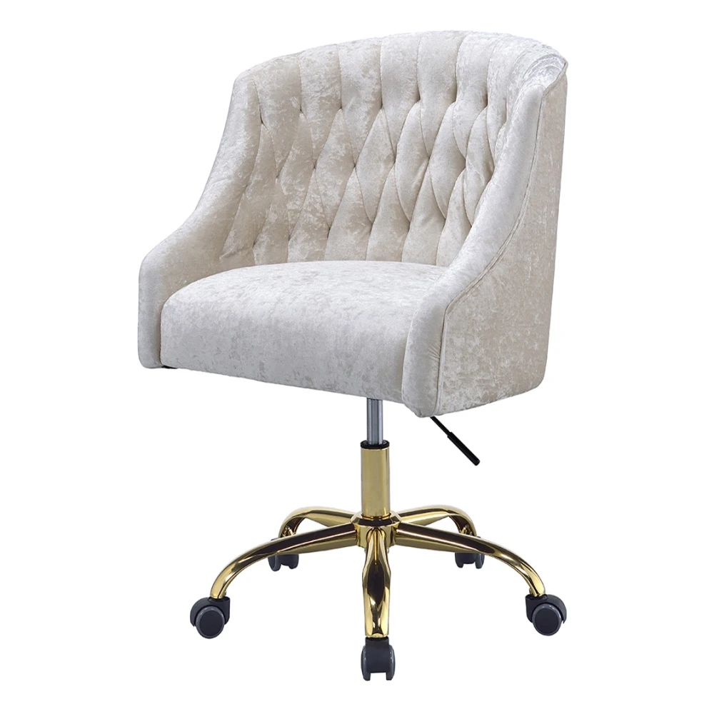 Vintage Cream and Gold Tufted Back Office Chair Long Sitting Elastic Armchair Breathability Silla Gamer Furniture Decoration