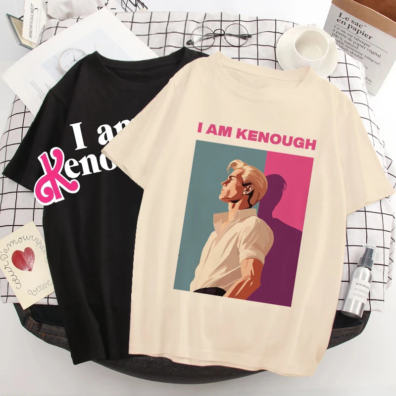 Mange Korean Style Tshirt Women Men Im Kenough Letter Funny T Shirt I Am Kenough Y2k T-shirt Graphic Harajuku Vintage Tees Tops