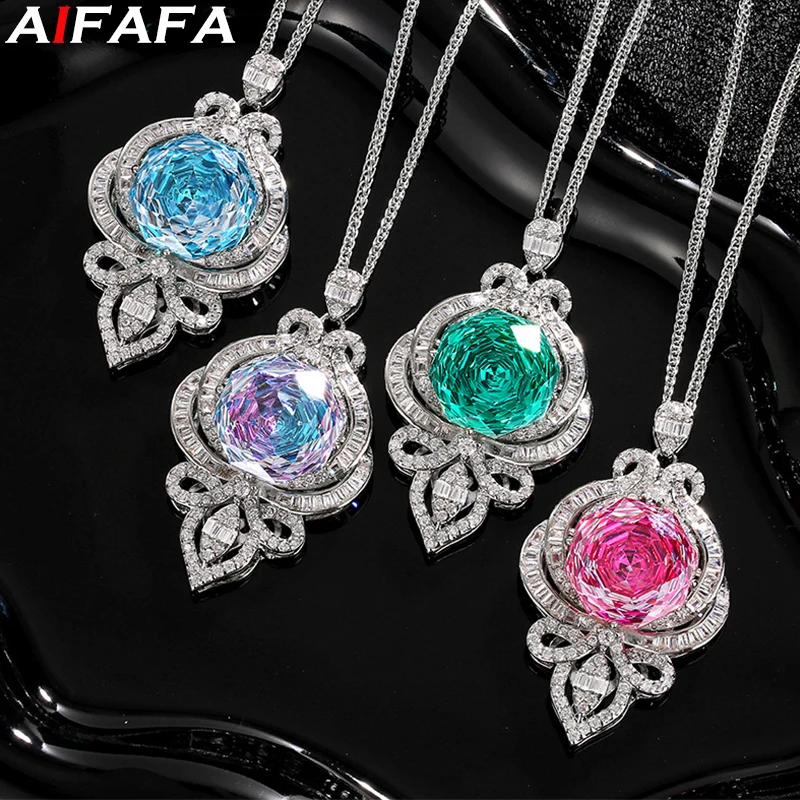 

Stunning Rose Cut Pendant Necklace for Women 16mm 5A Garde Gemstone with 55cm Neck Chain Gifts Fashion Jewelry Accessories
