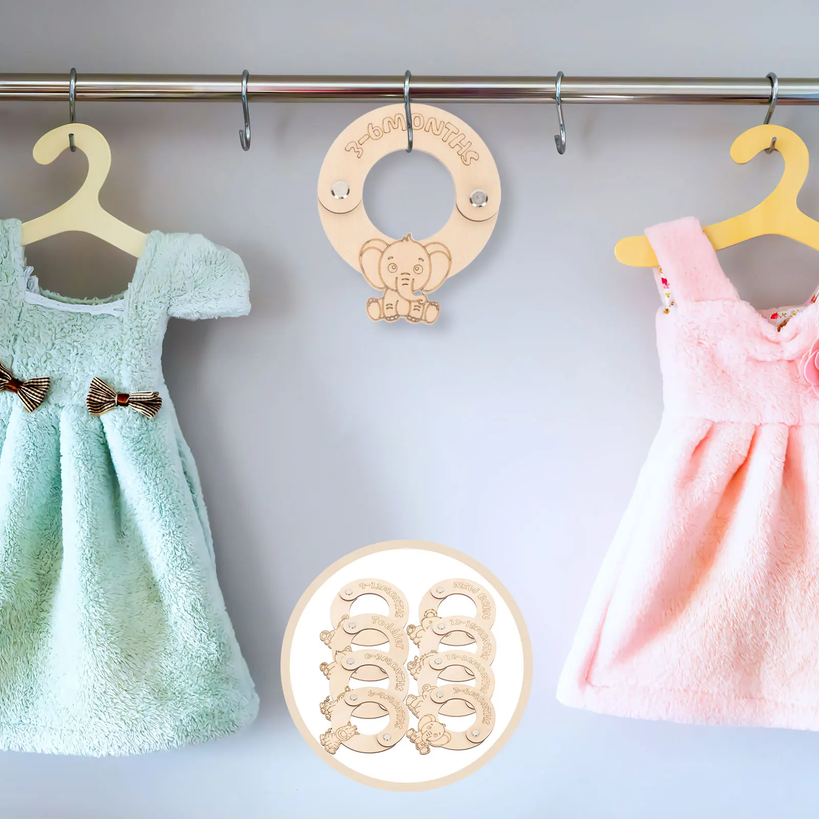 

8Pcs Closet Clothing Dividers Wooden Size Separators Nursery Wardrobe ganizer Clothes Hanger
