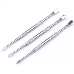 Smoke Cream Spoon Pipe Digging Tool Stainless Steel Handheld Scoops Non-stick Stirring Paste Rod Pipes Candle Carving Silver