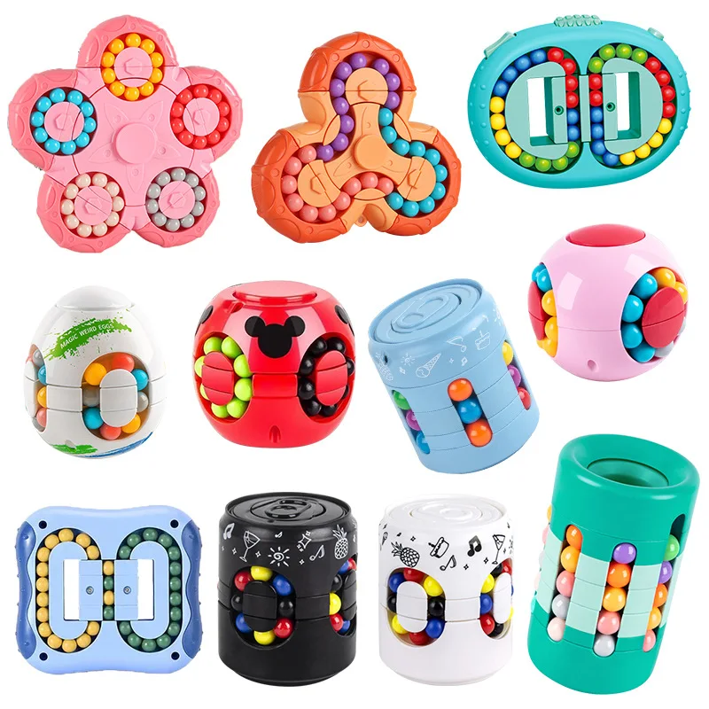 回転マジックビーンインテリジェンスフィンガーキューブマジックディスクフィンガースピナー子供の頭の体操ストレス解消おもちゃ
