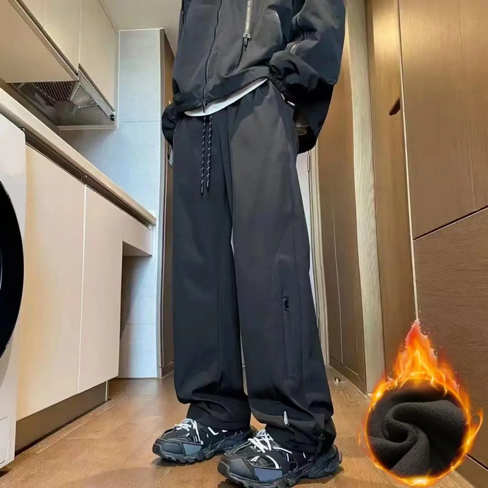Pantalones de Otoño/Invierno para hombre, pantalones casuales Retro de moda cálida, ropa de calle para hombre, Pantalones rectos coreanos sueltos para hombre