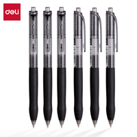Deli S07 Gel Pen 0.5mm Smooth Press Bullet Tip Black Red Blue Office School Stationery Learning Supplies