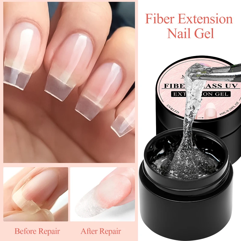 MEET ACORSS Fiber Extension Gel Nail Polish For Broken Nail Repaired Clear Quick Building Soak Off UV Construction Gel Varnish