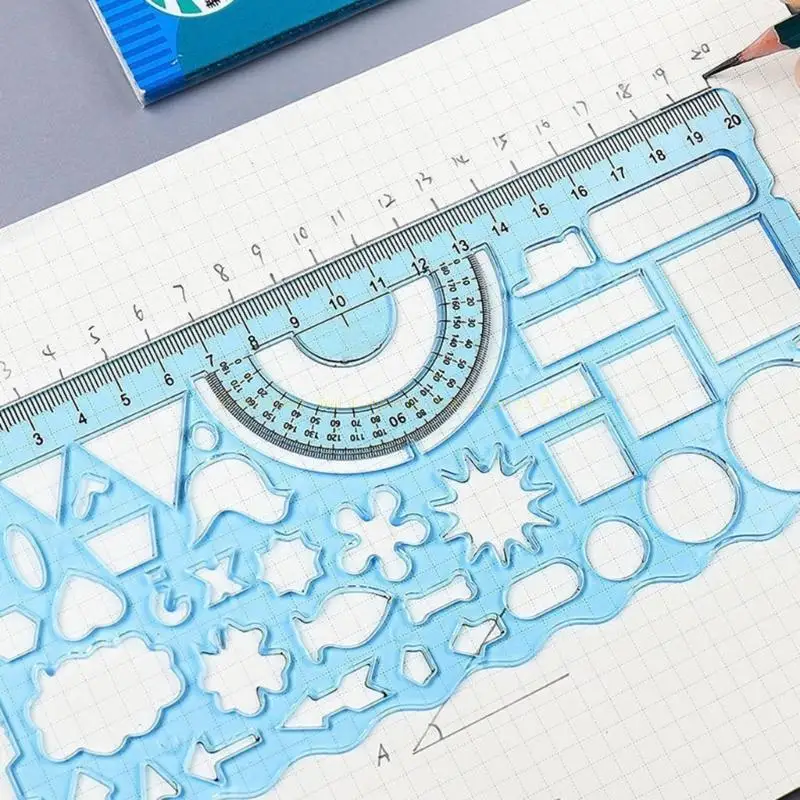 7PCS Drawing Templates Plastic Rulers Multi-Function Measuring Rulers Geometric Drawings Templates Rulers Tool Set