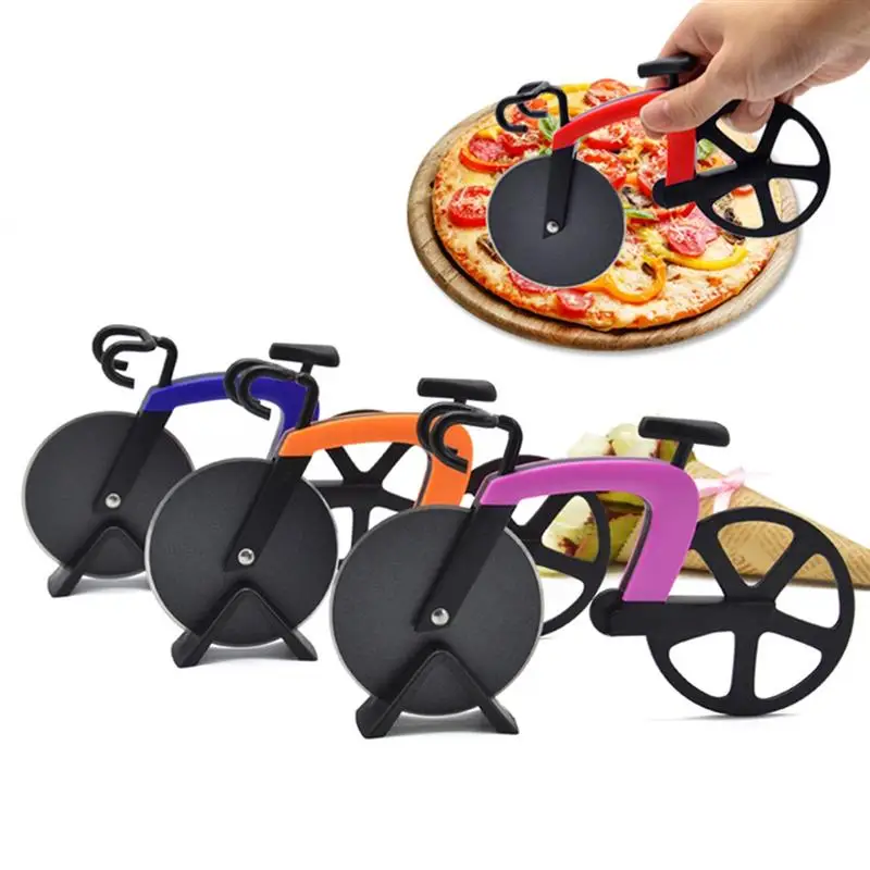 Professional Stainless Steel Pizza Cutter Bicycle Shape Wheel Bike Roller Pizza Chopper Slicer Pizza Cutting Knife Kitchen Tools