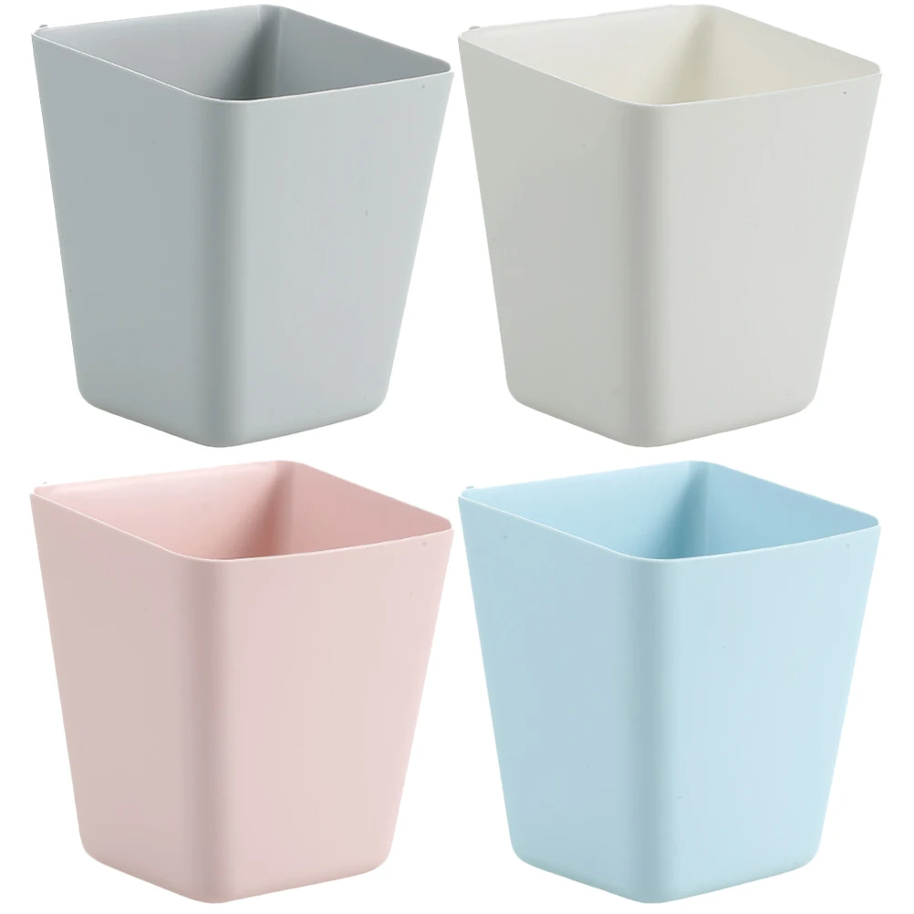 

4pcs Hanging Baskets Storage Containers Small Rolling Cart Accessories Gray Organization Waste Basket