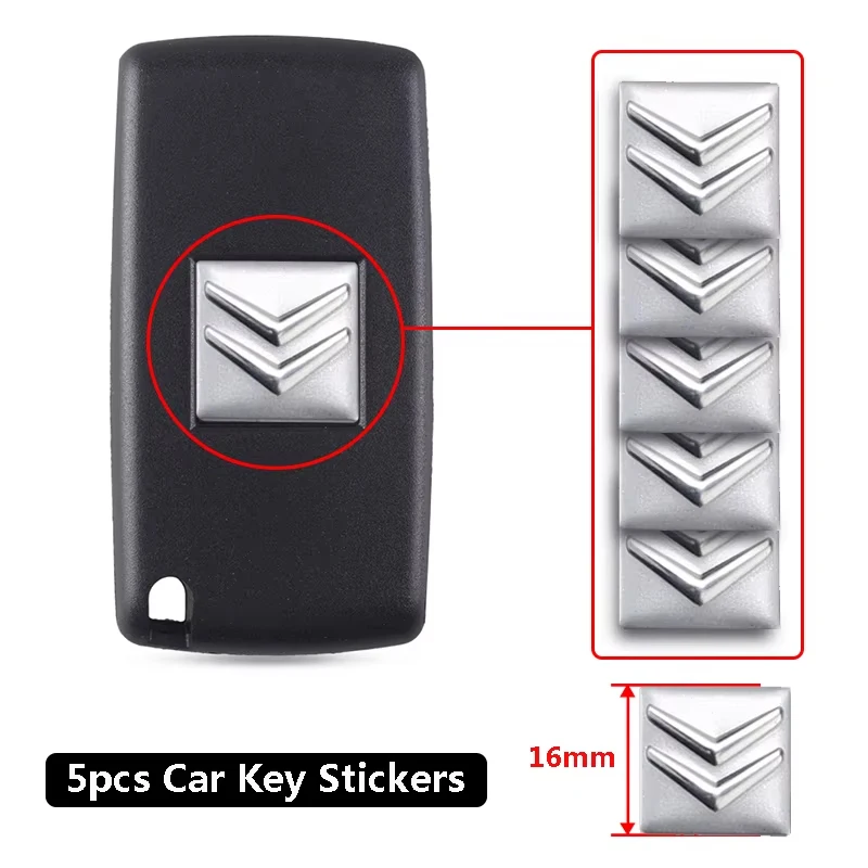 5/10 Uds. Pegatinas de emblema de llave remota de coche de aluminio para Citroen C1 DS3 C2 C3 Vts C4 Saxo C4L C5 C6 C8 Xsara C3-XR Picasso Berlingo