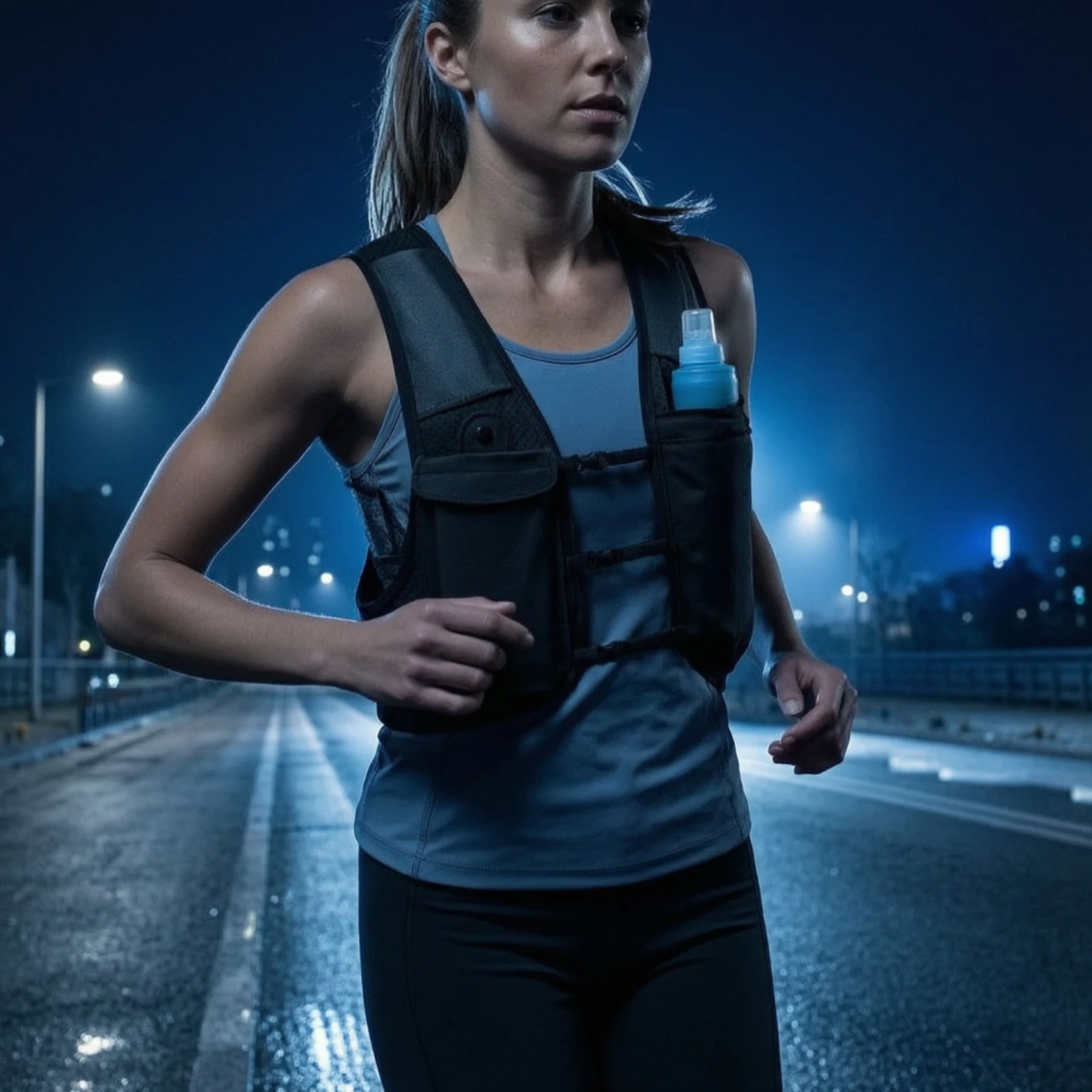 Running Vest with Water Bottle Reflective Vest with Water Bottle Hydration Pack with Water Container Secure Harness Light
