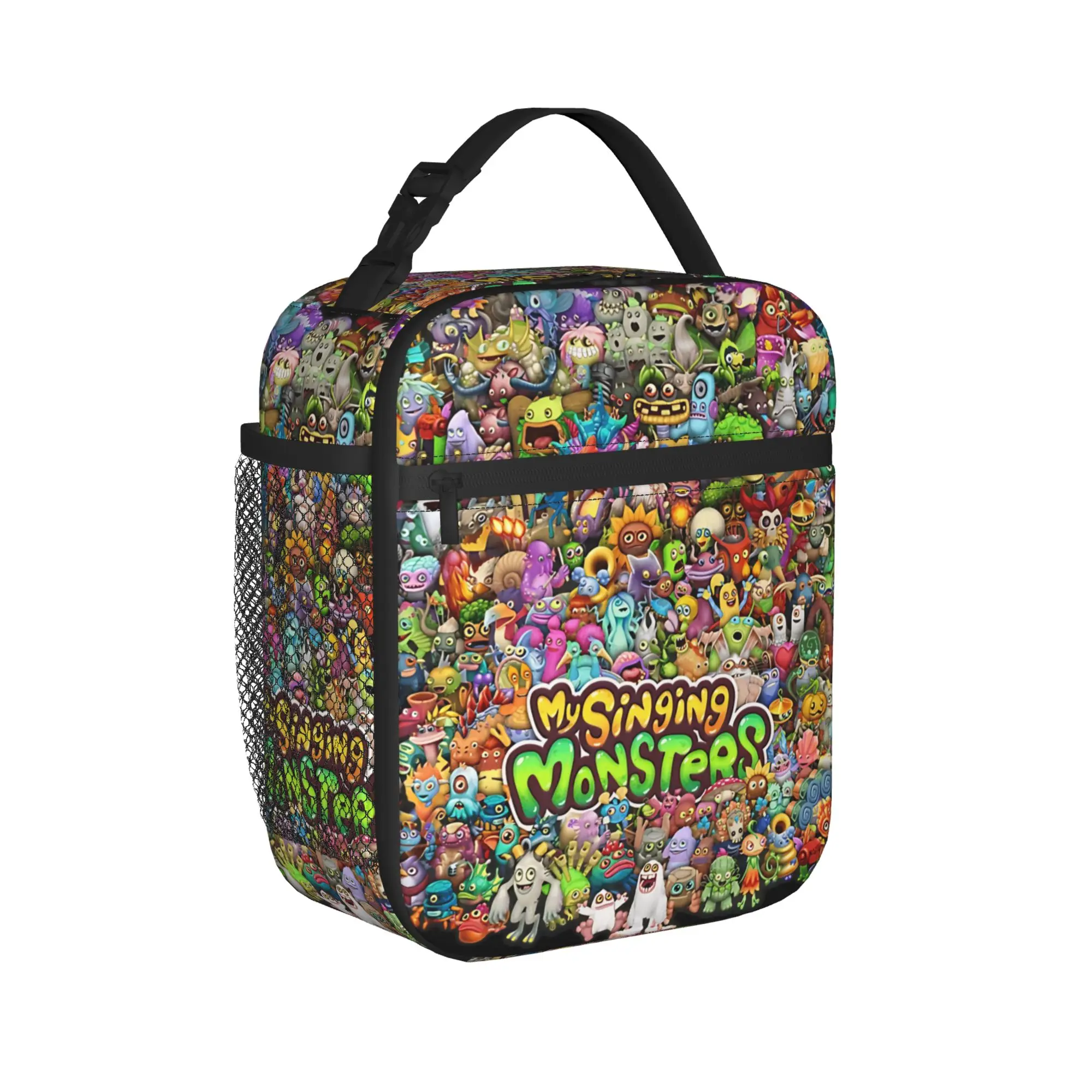 My Singing Monsters Characters Lunch Bag Office Portable Insulated Thermal Tote Handbags For Girls  Oxford Print Cooler Bag