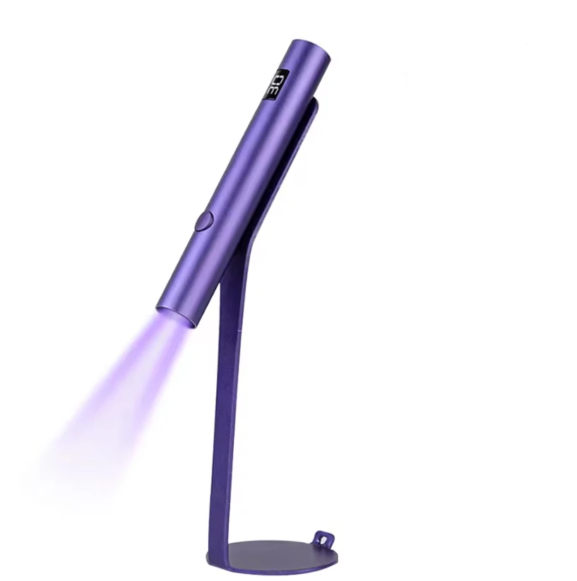 หลอดไฟยูวี LED ขนาดเล็กสำหรับเล็บ เครื่องอบเล็บแบบพกพา ชาร์จซ้ำได้ พร้อม 360 °   ที่ยึดแม่เหล็กแบบหมุนได้ โคมไฟมือถือแบบแห้งเร็ว