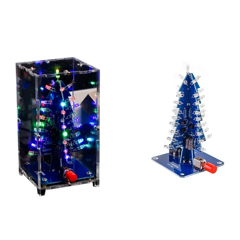 Diy kits de árvore de natal colorido rgb led árvore de natal ciência eletrônica montar kit para árvores de natal diy b