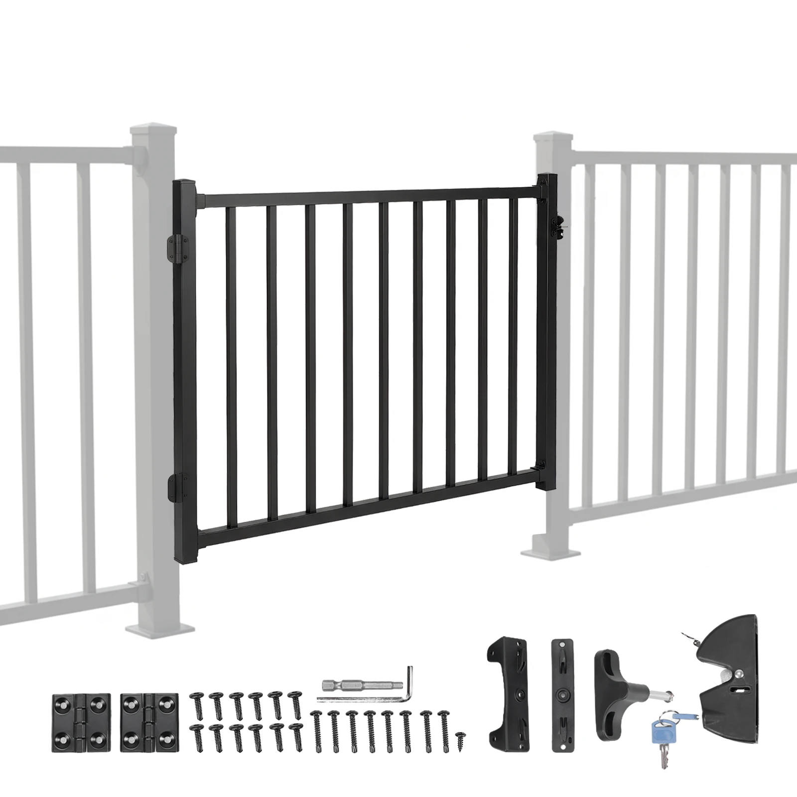 

Courtyard Isolation Gates with Latch & Auto-Closing Hinge DIY Deck Railing Doors Lightweight for Stairs & Doorways