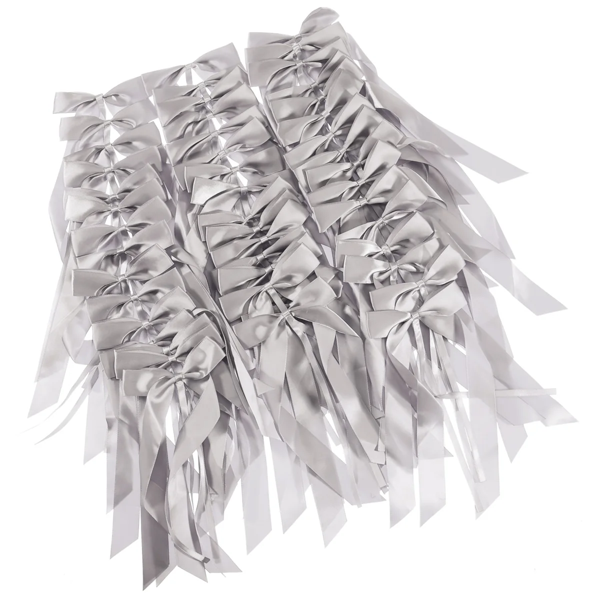 

25Pcs White Satin Ribbon Bow Wedding Car Decor Romantic Wedding Party Garland Backdrop Decoration Ribbon Bow