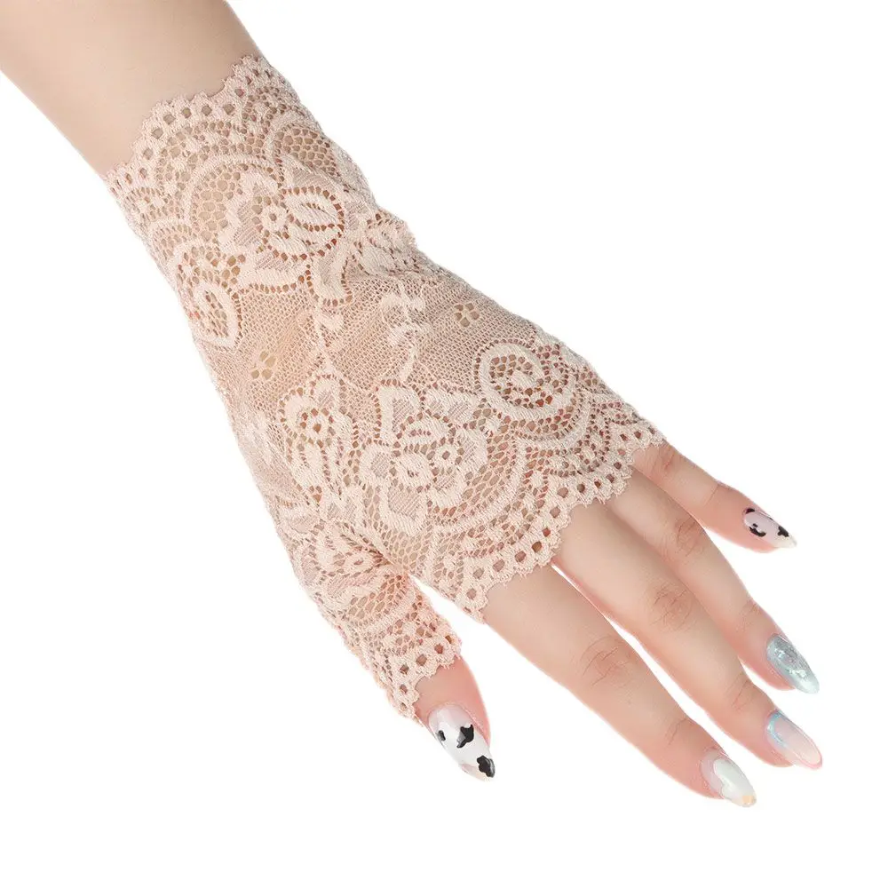 Spring Summer Half Finger Dance Fingerless Mittens Short Gloves Driving Gloves Lace Gloves